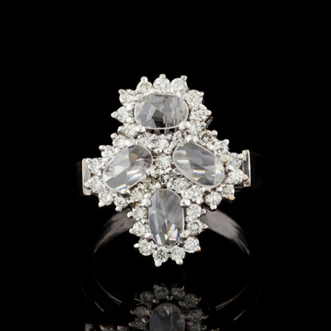 White Zircon & Diamond Ring