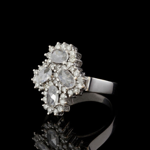White Zircon & Diamond Ring