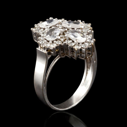 White Zircon & Diamond Ring