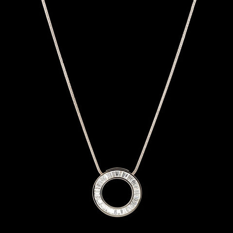 18Kt Diamond Wavy Circle Pendant Necklace