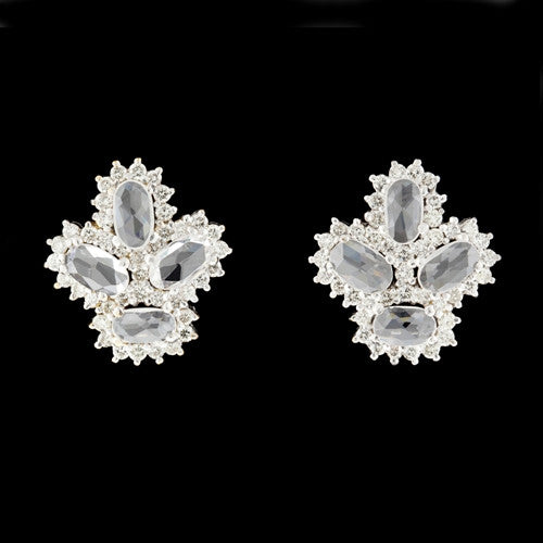 White Zircon & Diamond Earrings