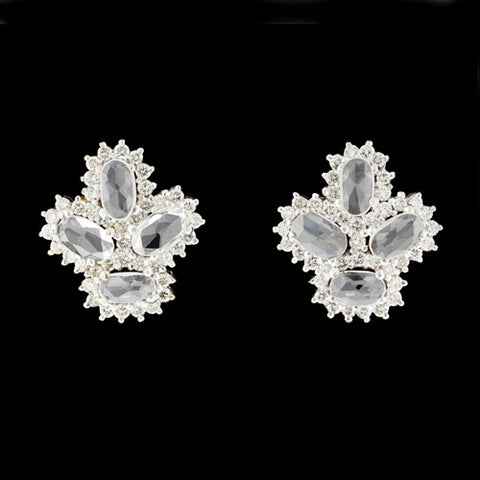 White Zircon & Diamond Earrings