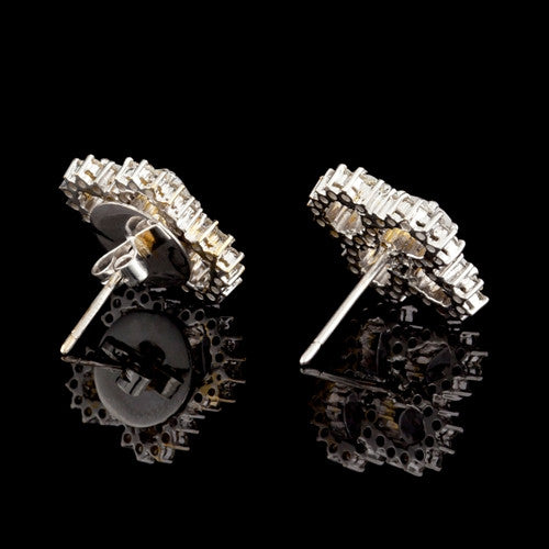 White Zircon & Diamond Earrings