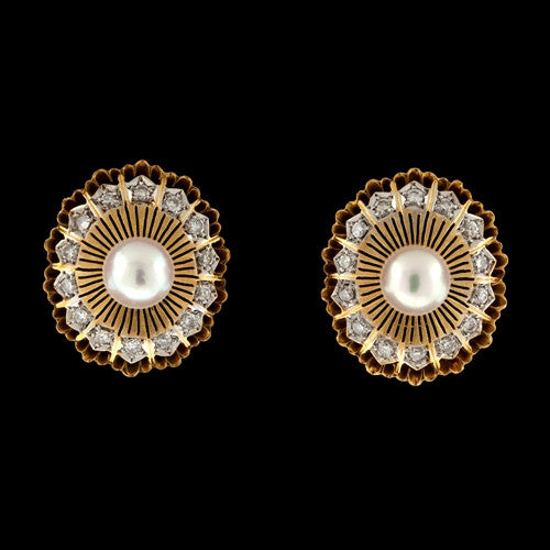 Vintage Diamond & Pearl Earrings
