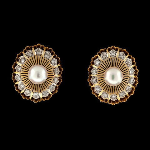 Vintage Diamond & Pearl Earrings