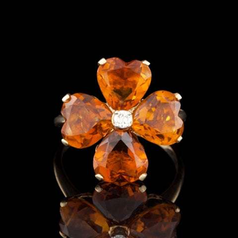 Orange Citrine & Diamond Ring
