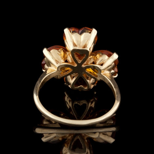 Orange Citrine & Diamond Ring