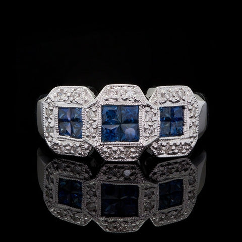 18Kt Sapphire & Diamond Band Ring