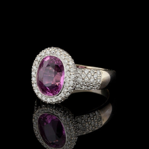 4ct Pink Sapphire & Diamond 18Kt Ring