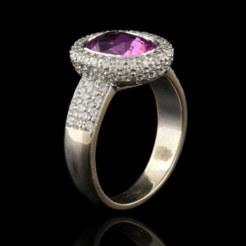 4ct Pink Sapphire & Diamond 18Kt Ring