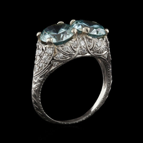Vintage 6ct Aquamarine & Diamond Platinum Ring