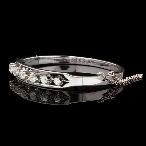 Vintage Old Mine Cut Diamond Bangle Bracelet