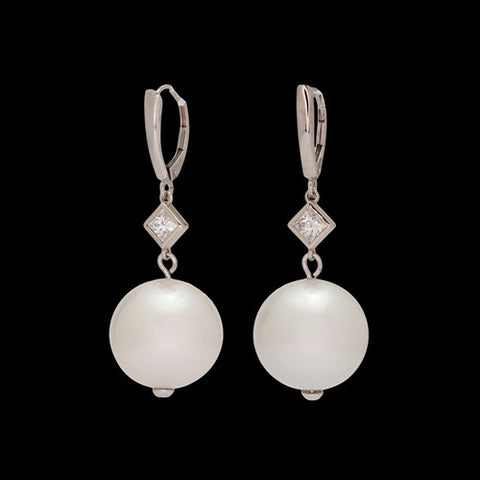 Pearl & Diamond Drop Earrings