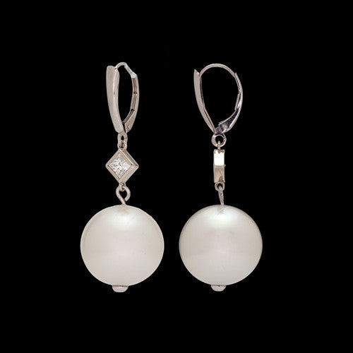 Pearl & Diamond Drop Earrings