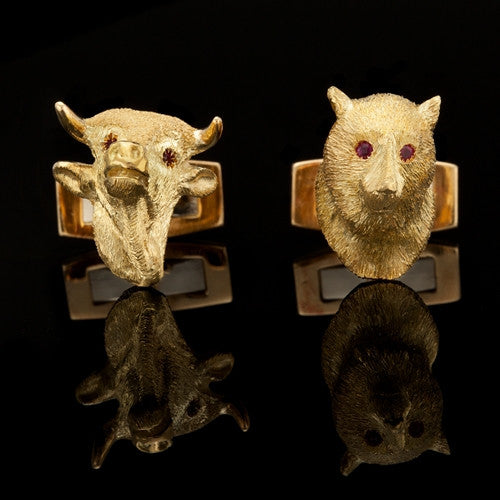 18Kt Bull & Bear Cuff Links
