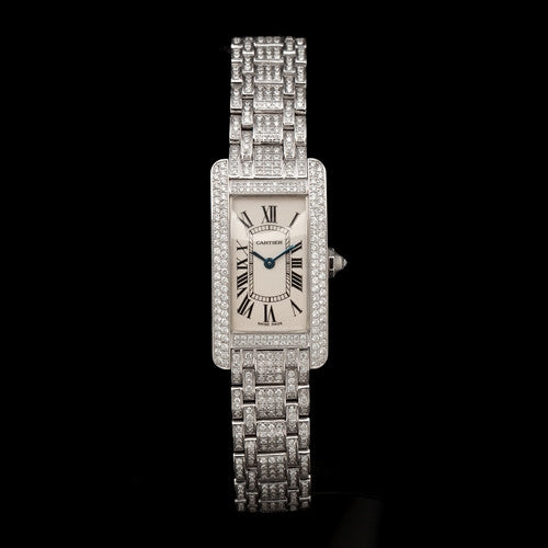 Cartier 18Kt Diamond Tank Americaine Watch