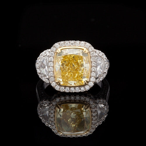 5.33ct Natural Fancy Intense Yellow Diamond Ring