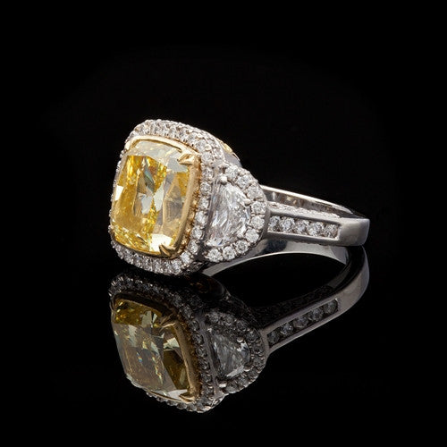 5.33ct Natural Fancy Intense Yellow Diamond Ring