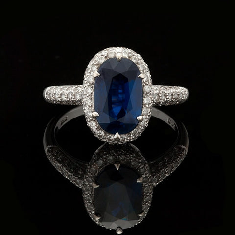 2.04ct Oval Sapphire & Diamond Ring