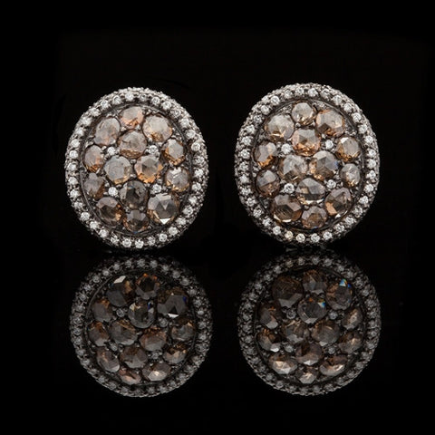 Brown Diamond Oval Earrings