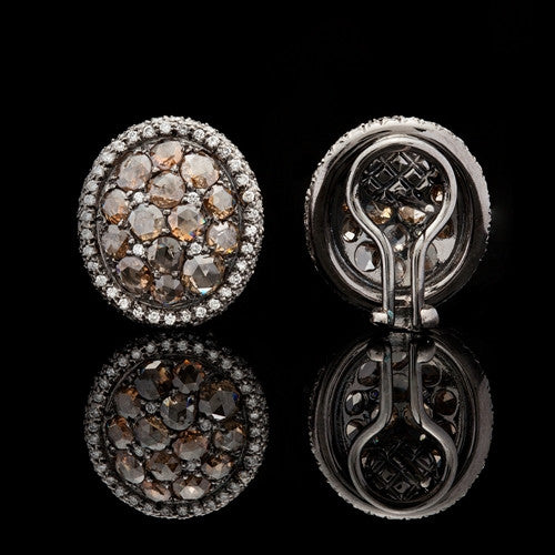 Brown Diamond Oval Earrings