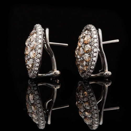 Brown Diamond Oval Earrings
