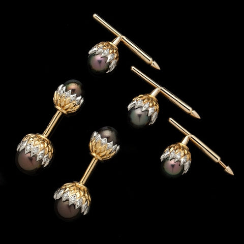 Tiffany & Co. Schlumberger Acorn Cuff Links & Stud Set