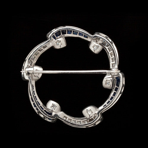Diamond & Sapphire Round Brooch