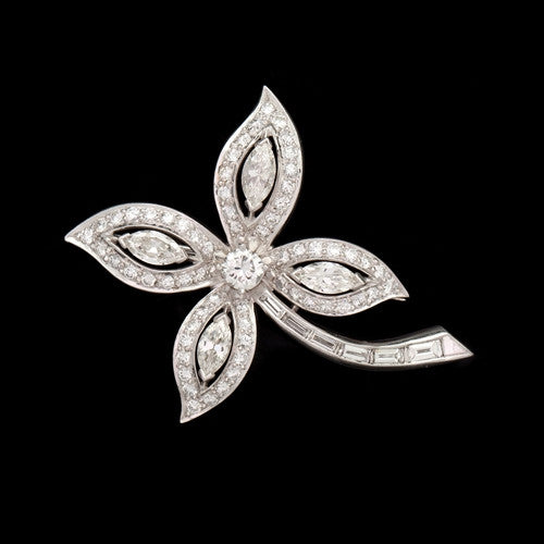 3.66ct tw Diamond Flower Brooch