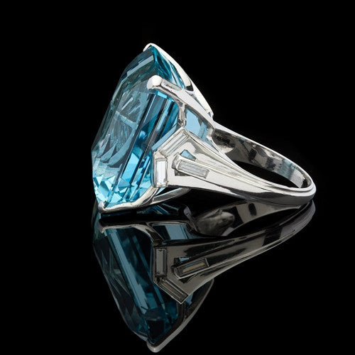 43.4ct Aquamarine & Diamond Cocktail Ring
