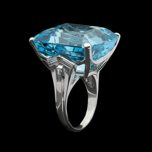43.4ct Aquamarine & Diamond Cocktail Ring