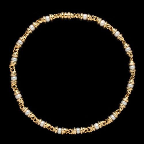 Estate 18Kt Gold & Pearl Necklace