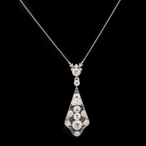 Vintage 6.10ct tw European Cut Diamond Necklace