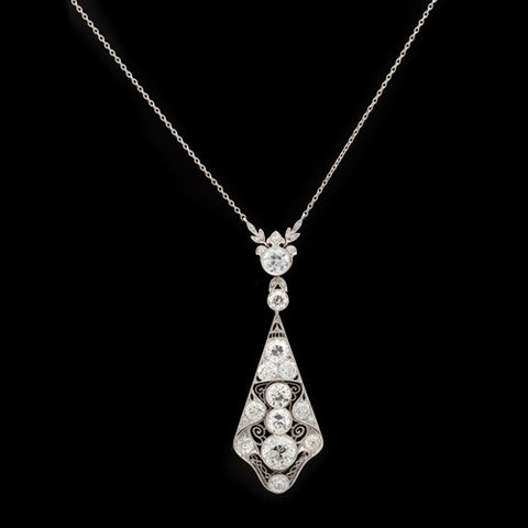 Vintage 6.10ct tw European Cut Diamond Necklace