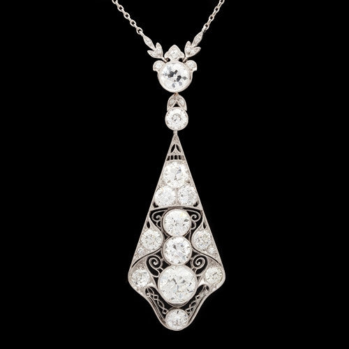 Vintage 6.10ct tw European Cut Diamond Necklace
