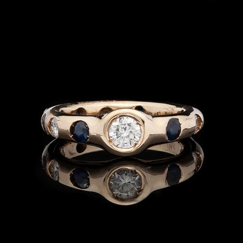 Diamond & Sapphire 18Kt Band Ring