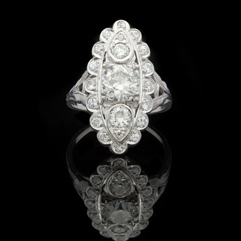 Vintage 2.63ct tw Diamond Cocktail Ring