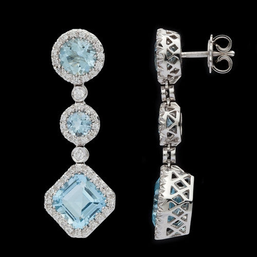 Favero Aquamarine & Diamond Dangle Earrings