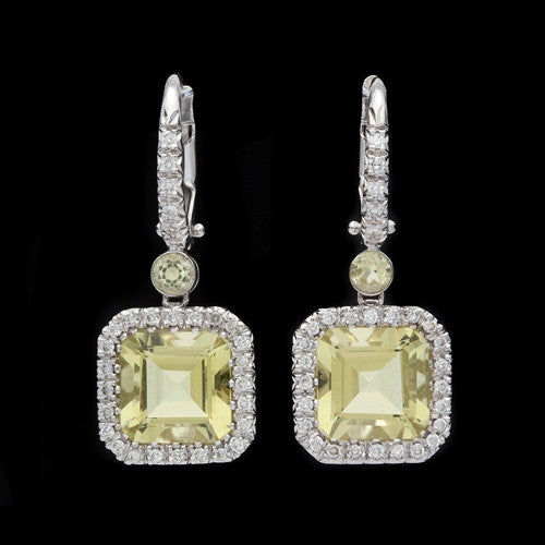 Favero Square Cut Quartz & Diamond Earrings