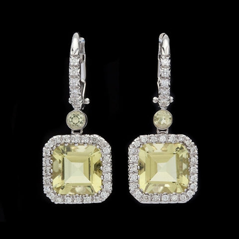 Favero Square Cut Quartz & Diamond Earrings
