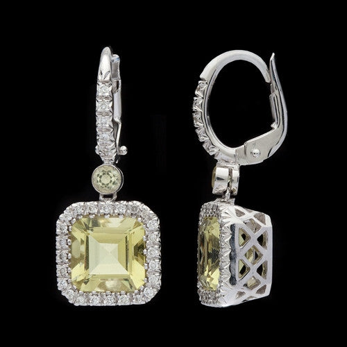 Favero Square Cut Quartz & Diamond Earrings