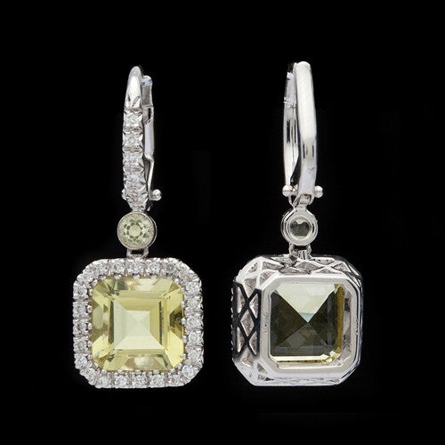 Favero Square Cut Quartz & Diamond Earrings