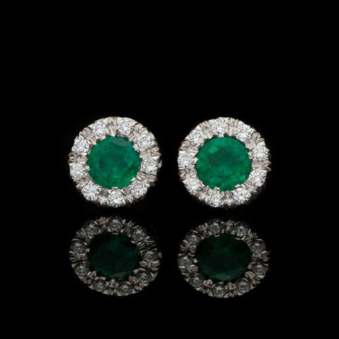 Favero Emerald & Diamond Stud Earrings