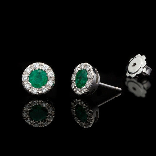 Favero Emerald & Diamond Stud Earrings
