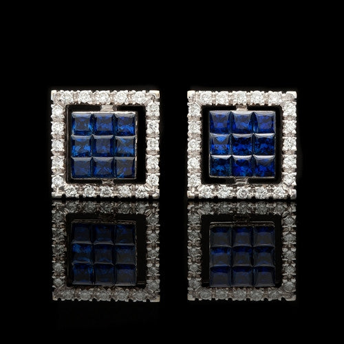 Favero Sapphire & Diamond Square Earrings