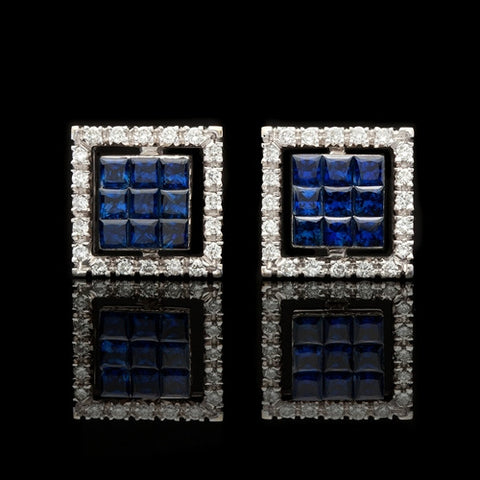 Favero Sapphire & Diamond Square Earrings