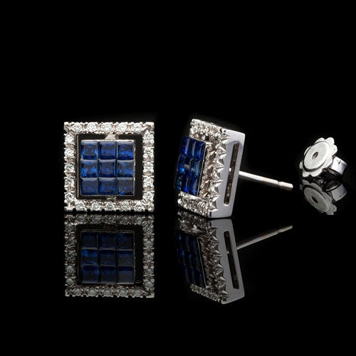 Favero Sapphire & Diamond Square Earrings