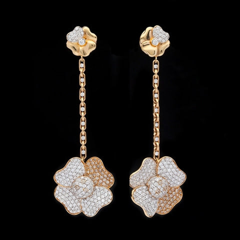 Valente Diamond Flower Dangle Earrings