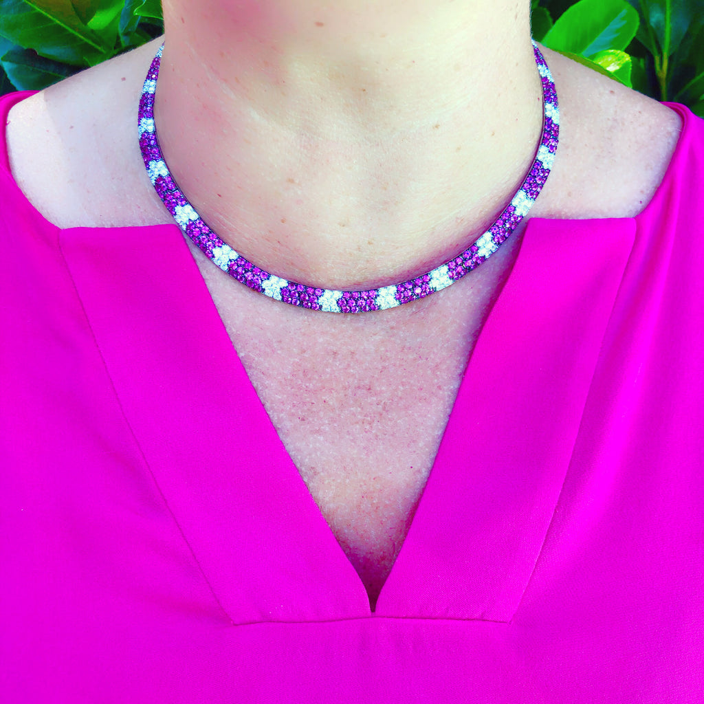 Salavetti Pink Sapphire & Diamond Necklace, Italy