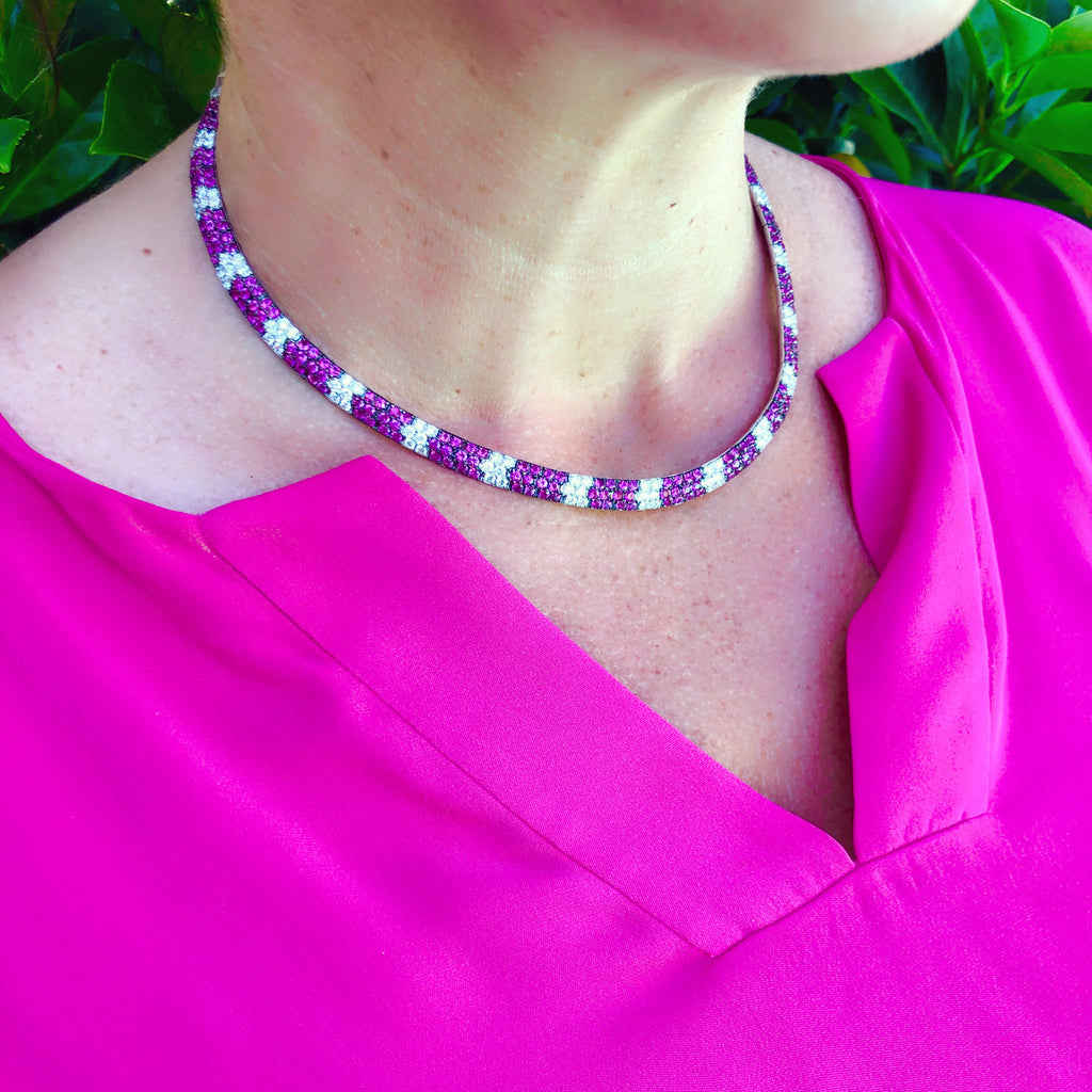 Salavetti Pink Sapphire & Diamond Necklace, Italy